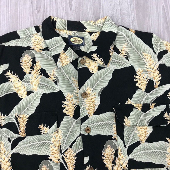Tommy Bahama Hawaiian Shirt Men's Size: XL 100% RAYON‎ Tropical Floral Black - Picture 2 of 9